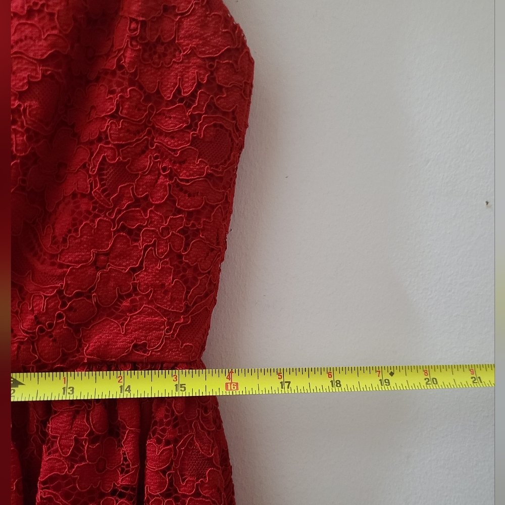 Alice + Olivia Kappa Lace A-line Dress Deep Ruby Red Sz 10 - Picture 11 of 13